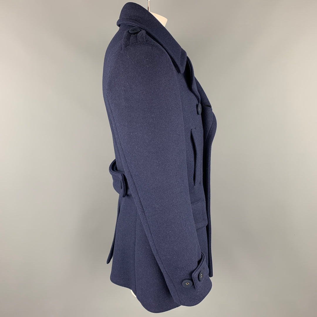 WOOSTER + LARDINI Size 42 Navy Wool / Nylon Double Breasted Peacoat