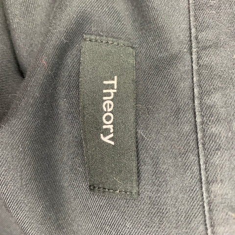 THEORY Size L Charcoal Cotton Button Up Long Sleeve Shirt