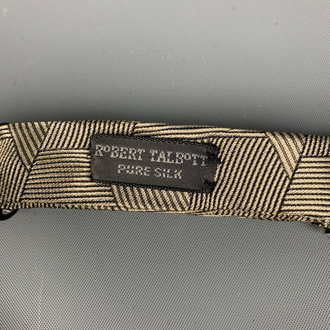 ROBERT TALBOTT Silver Black Stripe Silk Jacquard Cummerbund
