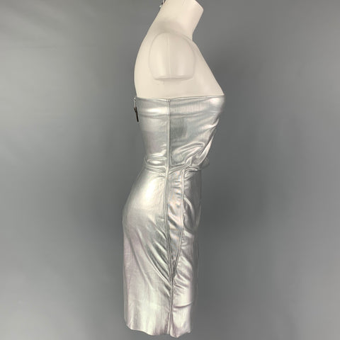 RICK OWENS Size 4 Silver Cotton Blend Strapless Cocktail Dress