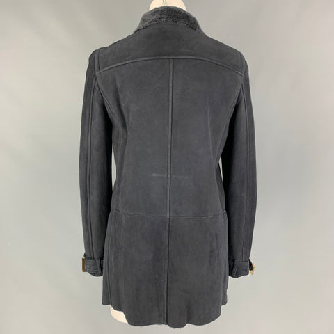 GUCCI by Tom Ford Size 6 Grey Shearling Double Breasted Coat
