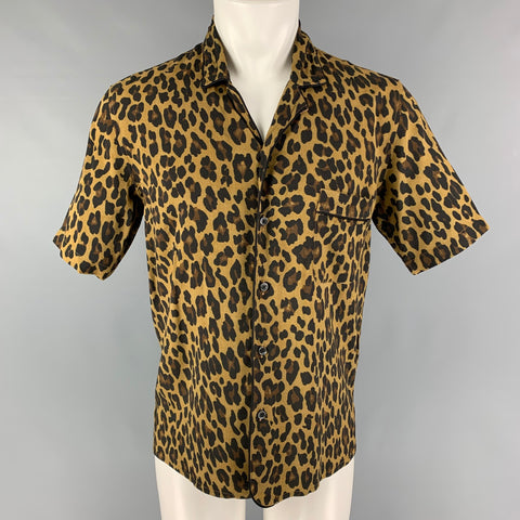 MARC JACOBS Size M Brown Beige Animal Print Viscose Camp Short Sleeve Shirt