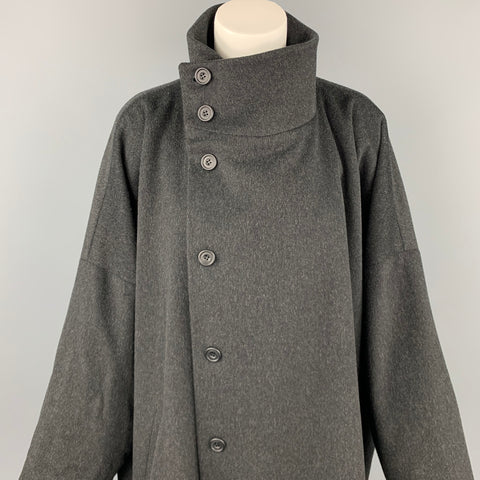 ESKANDAR Taille L Charcoal Heather Wool / Cachemire Manteau surdimensionné à col haut