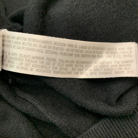 MASSIMO DUTTI Taille S Pull Col V Noir Coton Soie Cachemire