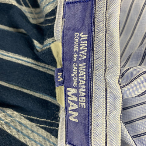 JUNYA WATANABE Size M Blue Navy Stripe Cotton Linen Long Sleeve Shirt