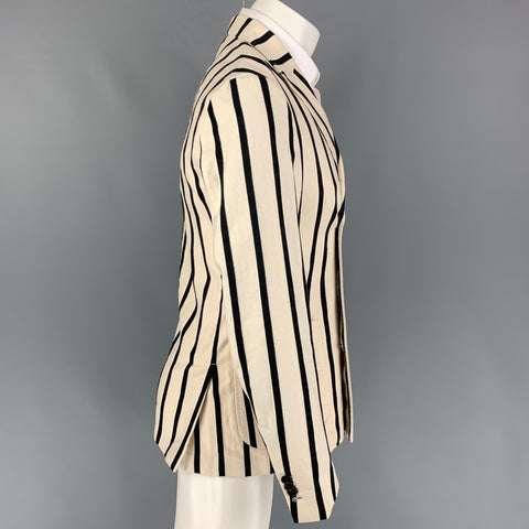 SCOTCH AND SODA Size M Beige Black Stripe Cotton Linen Sport Coat