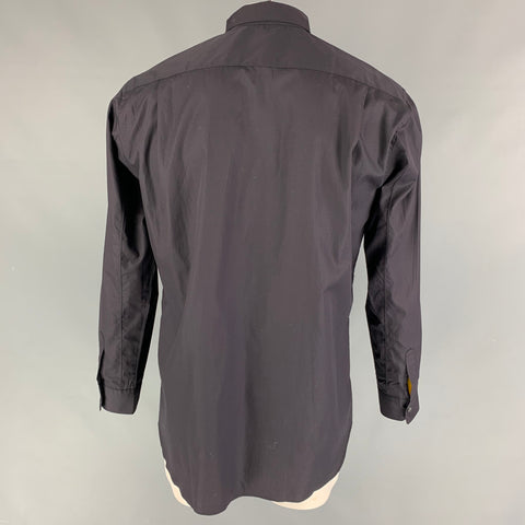 COMME des GARCONS SHIRT Size L Black Cut Outs Cotton Button Up Long Sleeve Shirt