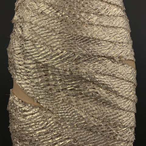 REEM ACRA Size 2 Metallic Gold & Silver Layered Jacquard One Shoulder Cocktail Dress