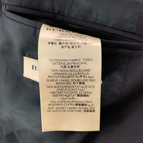 BURBERRY LONDON Size 42 Short Black Solid Wool Notch Lapel Sport Coat