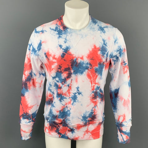 TODD SNYDER x CHAMPION Size M Blue & Red White Tie Dye Cotton Crew-Neck Sweatshirt