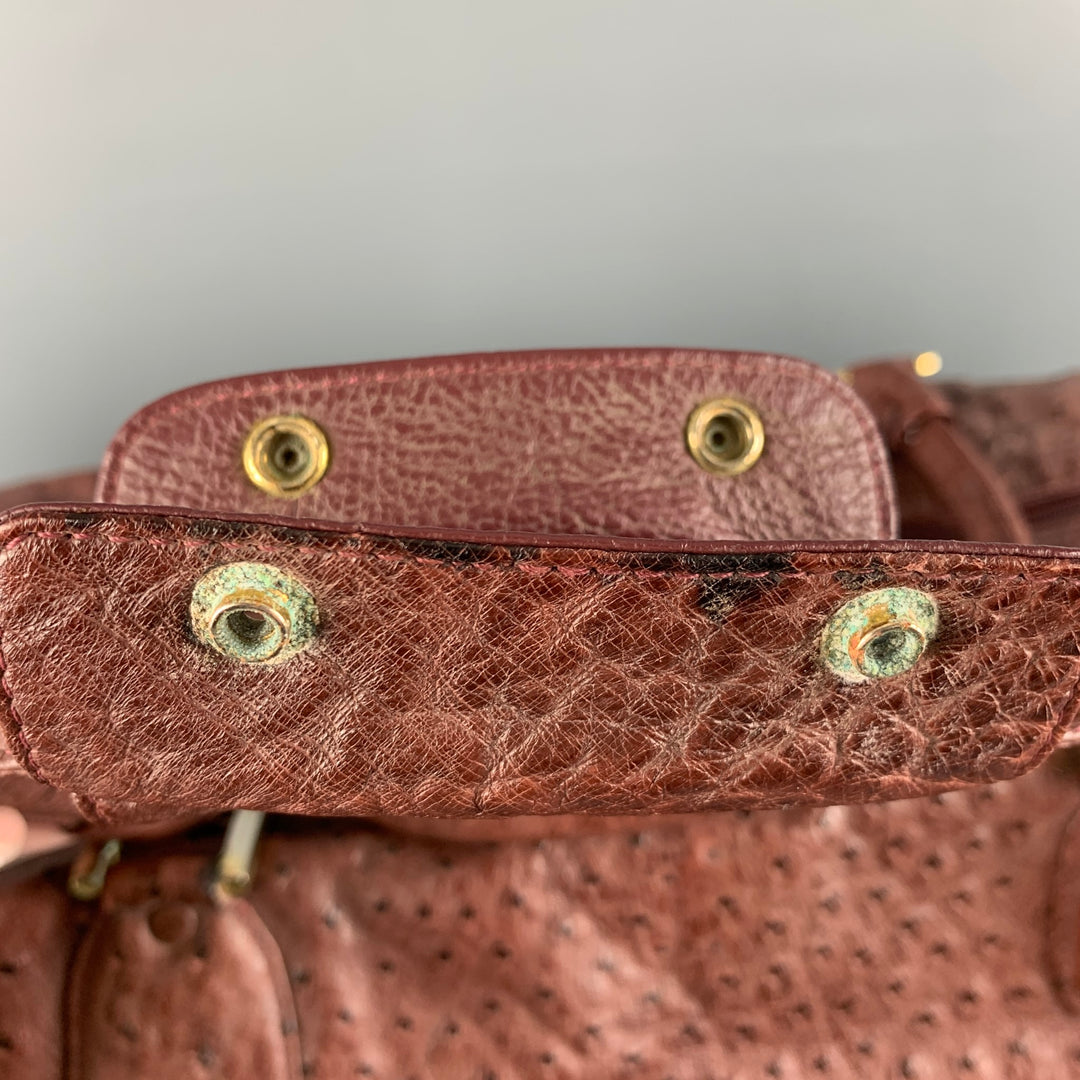 VINTAGE Burgundy Textured Ostrich Leather Carry-On Bags