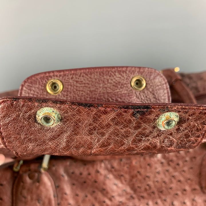 VINTAGE Burgundy Textured Ostrich Leather Carry-On Bags