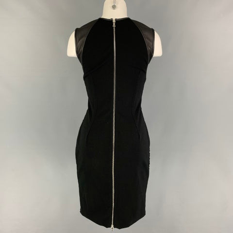YIGAL AZROUEL Size 4 Black White Cotton Eyelet Lamb Skin Sleeveless Dress