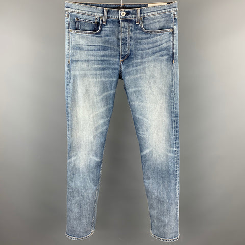 RAG & BONE Size 33 Blue Wash Denim Button Fly Classic Jeans