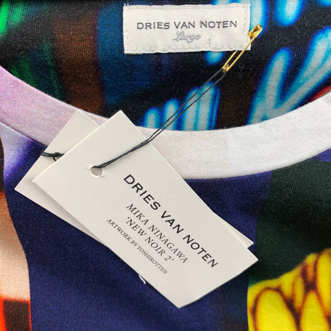 DRIES VAN NOTEN x MIKA NINAGAWA S/S 20 Size L Multi-Color Graphic Cotton Short Sleeve T-shirt