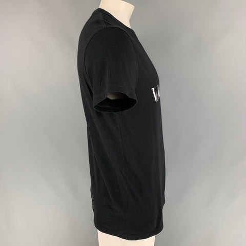 VALENTINO Size L Black & White Graphic Cotton Crew-Neck T-shirt