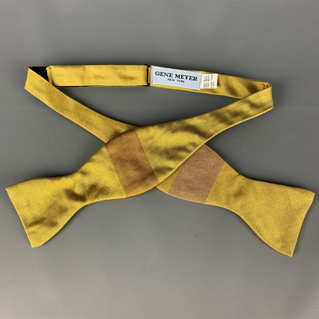 GENE MEYER Yellow Two Tone Silk Bow Tie