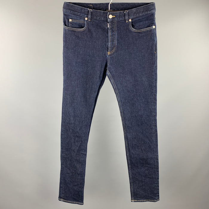 MAISON MARGIELA Size 32 Indigo Contrast Stitch Denim Button Fly Jeans