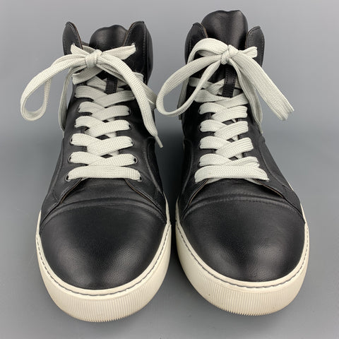 LANVIN Talla 11 / UK 10 Zapatillas altas de cuero negro