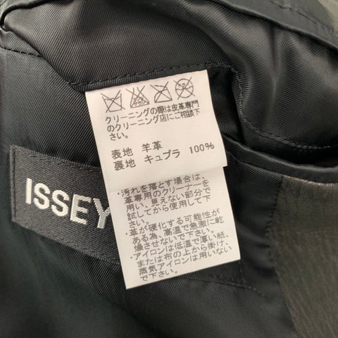 ISSEY MIYAKE Size 42 Black Leather Notch Lapel Sport Coat