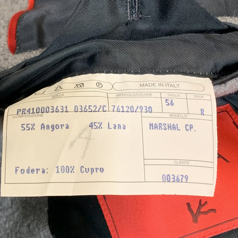 ISAIA Size 46 Gray Angora / Wool Double Breasted Long Peacoat