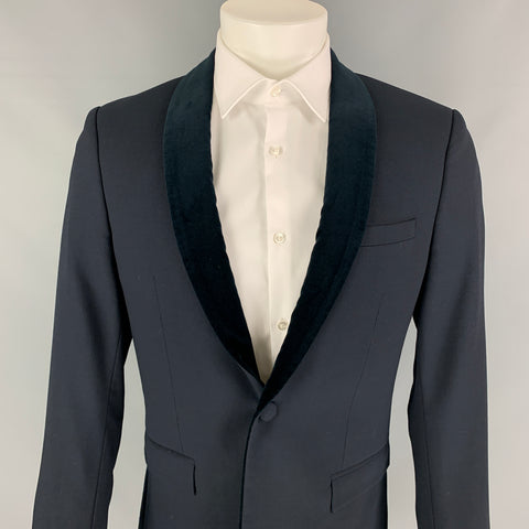 THE KOOPLES Taille 38 Manteau de sport ajusté à col châle en laine marine