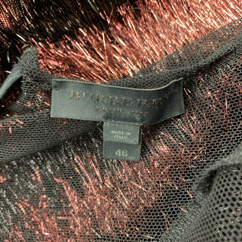 BURBERRY PRORSUM F/W 12 Size 10 Black & Pink Nylon / Polyester Tinsel Illusion Eyelash Dress