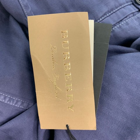 BURBERRY Size 44 Blue Wash Cotton Linen Worker Jacket