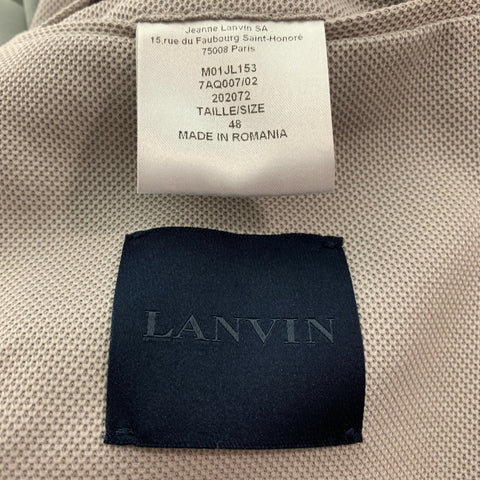 LANVIN Size 38 Light Gray Nailhead Cotton Notch Lapel Sport Coat