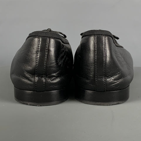 CHANEL Size 11 Black Leather Cap Toe Flats