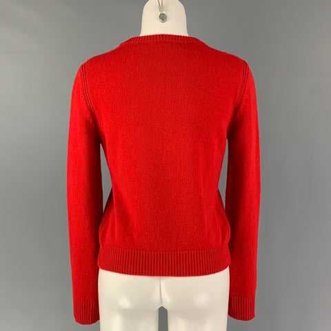 ALBERTA FERRETTI Size 4 Red White Virgin Wool Cashmere Sweater