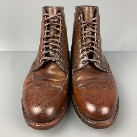 ALDEN Talla 10 Botines de cuero con punta de ala marrón 