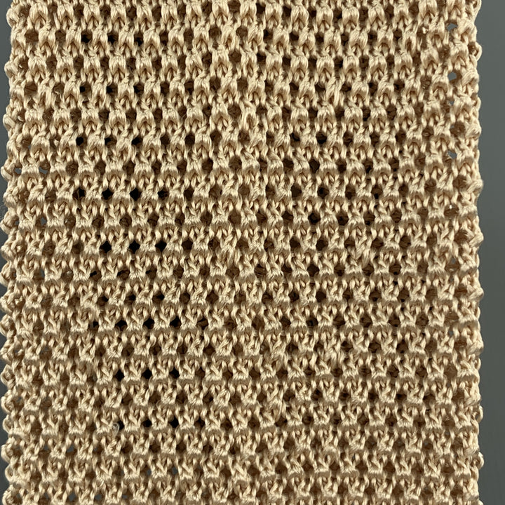 LOCK & CO LONDON Kahki Beige Silk Textured Knit Tie