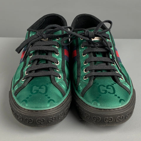 GUCCI Talla 9 Zapatillas bajas de nailon con monograma rojo verde