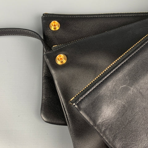 CELINE Black Leather Small Trio Cross Body Bag