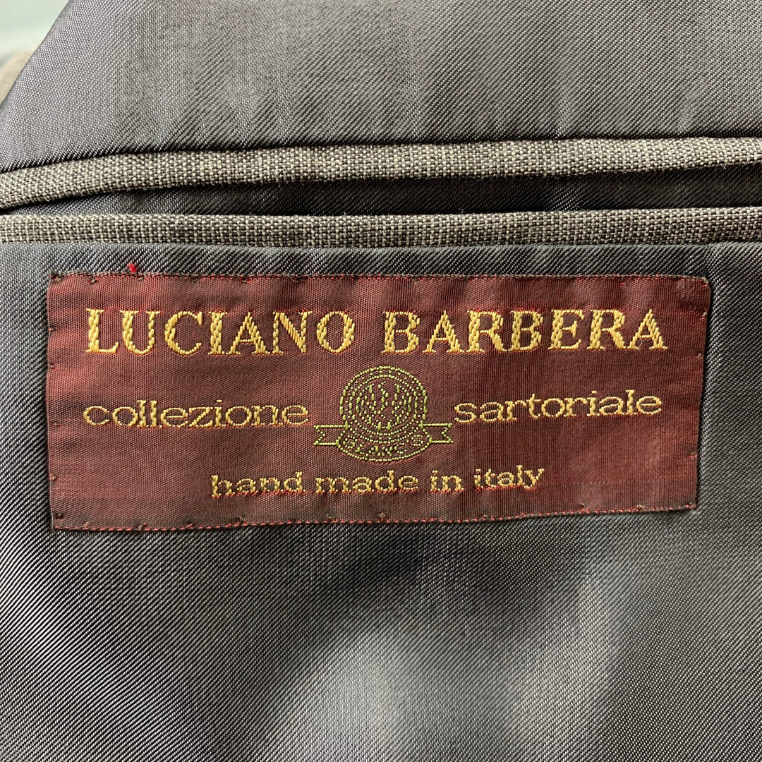 LUCIANO BARBERA Talla 44 Traje Regular Gris Lana Jaspeada Con Solapa De Muesca