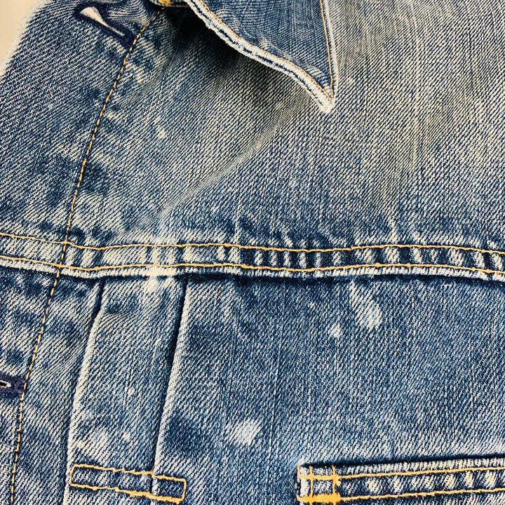 RRL by RALPH LAUREN Size XL Blue Wash Denim Trucker Jacket