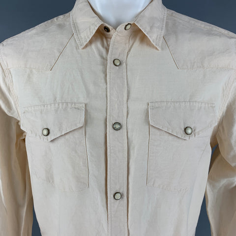 ALLSAINTS Size M Beige Lyocel Linen Western Long Sleeve Shirt