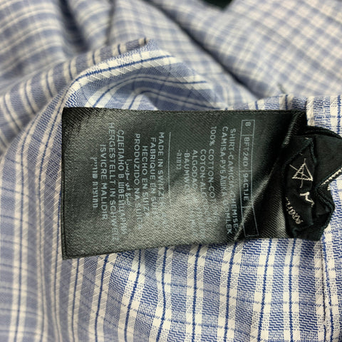 TOM FORD Size XL Blue & White Checkered Cotton Button Down Long Sleeve Shirt