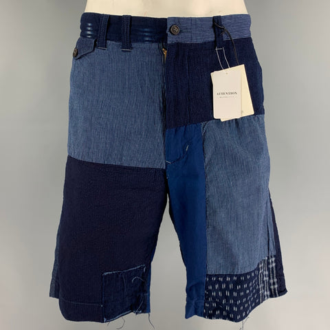 UNIONMADE x JS HOMESTEAD Taille 36 Short en coton patchwork indigo et blanc