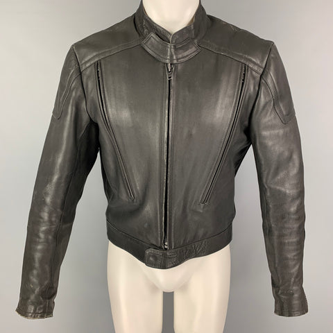 WENDEL Size M Black Leather Motorcycle Jacket