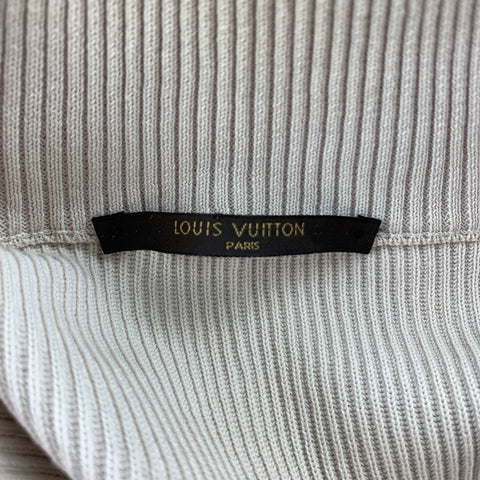 LOUIS VUITTON Size M Beige Ribbed Knit Cotton Blend Half Zip Sweater