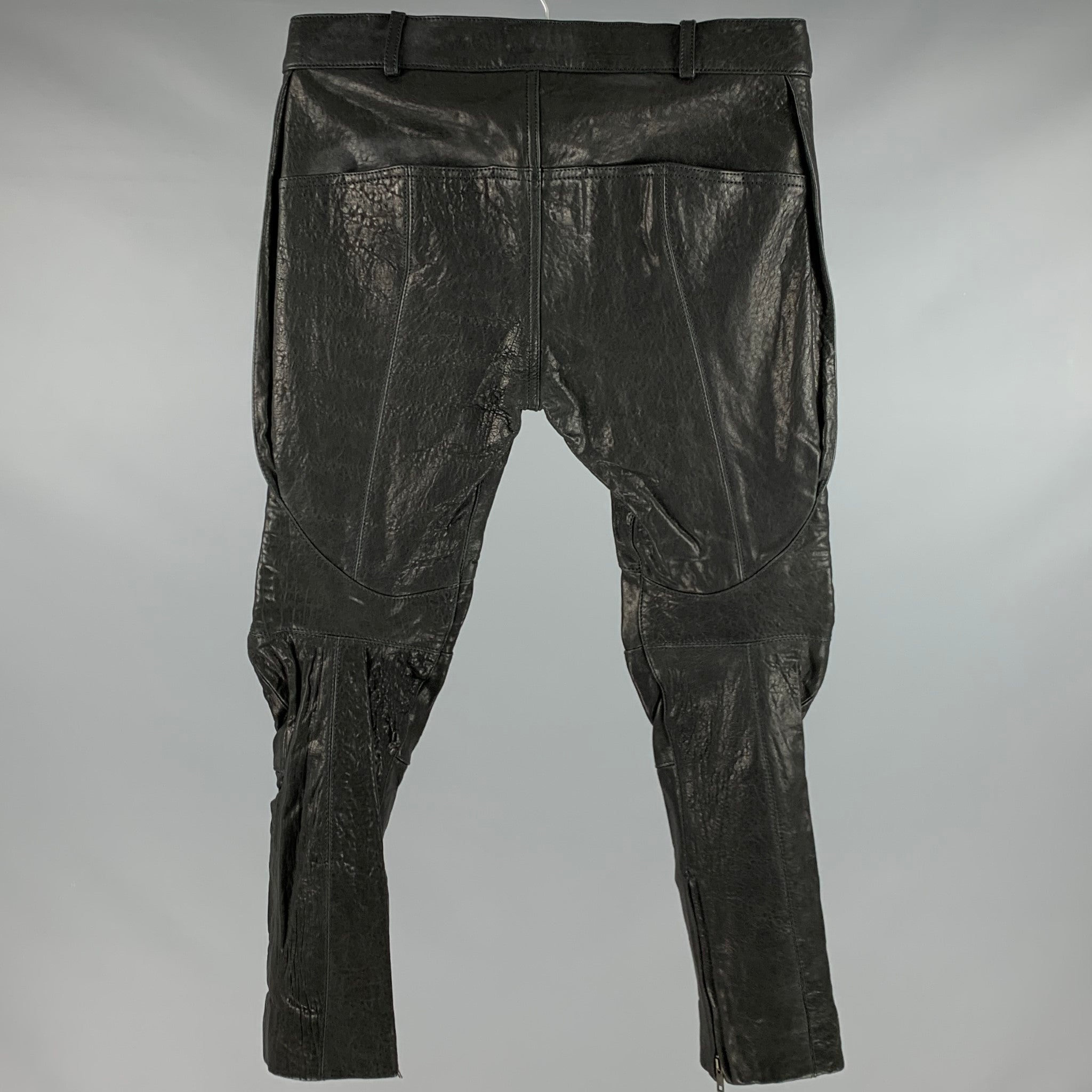 HAIDER ACKERMANN Size 30 Black Leather Cropped Casual Pants – Sui