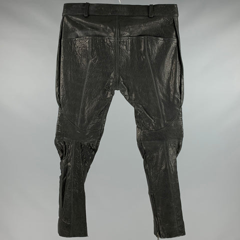HAIDER ACKERMANN Size 30 Black Leather Cropped Casual Pants