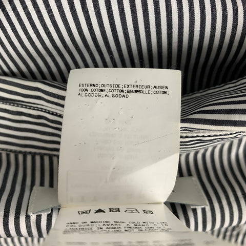 PIERRE BALMAIN Size M Black White Silver Stripe Cotton Long Sleeve Shirt