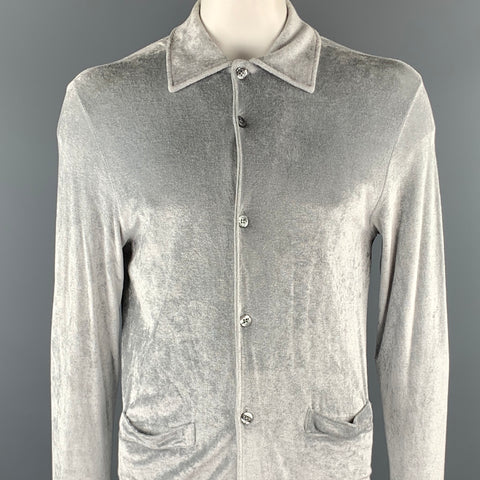 DANIELE ALESSANDRINI Size L Silver Shimmery Viscose / Nylon Jacket