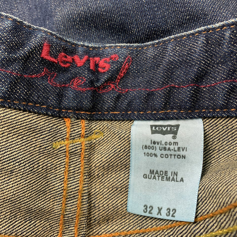 LEVI'S Size 32 Indigo Contrast Stitch Denim Zip Fly Jeans