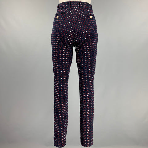 GUCCI Size 0 Navy Red Cotton Heart Narrow Leg Casual Pants