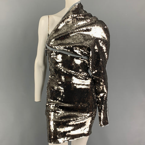 RICK OWENS Size 2 Silver Blue Cotton Diana Sequined Dress