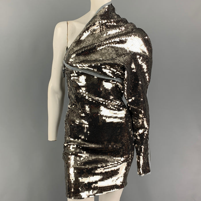 RICK OWENS Size 2 Silver Blue Cotton Diana Sequined Dress